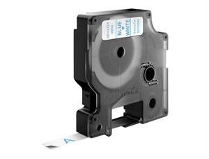 Tape DYMO D1 9mm x 7m blå på hvit 