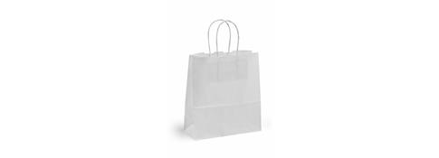 Toptwist® papirpose med tvinnede håndtak 190 x 80 x 210 mm | 80 gr. | hvit | MINI 