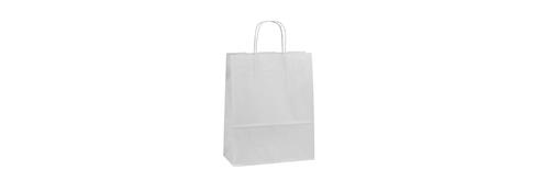 Toptwist® papirpose med tvinnede håndtak 240 x 110 x 310 mm | 100 gr | hvit. 