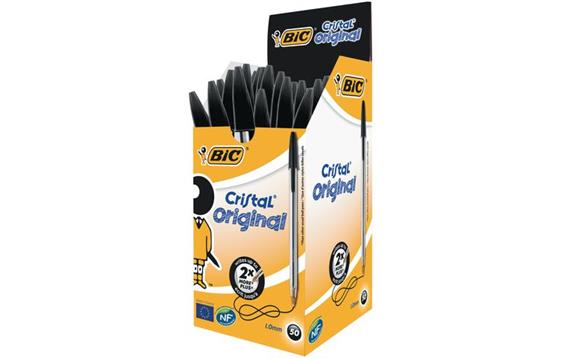 131136 BIC 8373631 Kulepenn Bic Cristal Medium sort esker &#224; 50 stk.