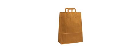 Papir bæreposer brune med flate håndtak 320x170x400 mm | 26 liter | 90 gr. 