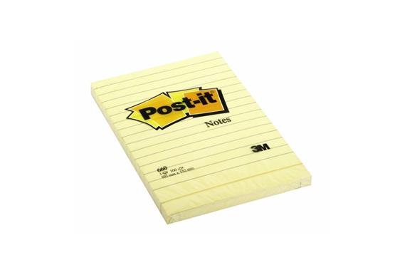 115004 Post-It 660 POST-IT&#174; notatblokk 660 102x152 Gul Linjert | beskjedlapp