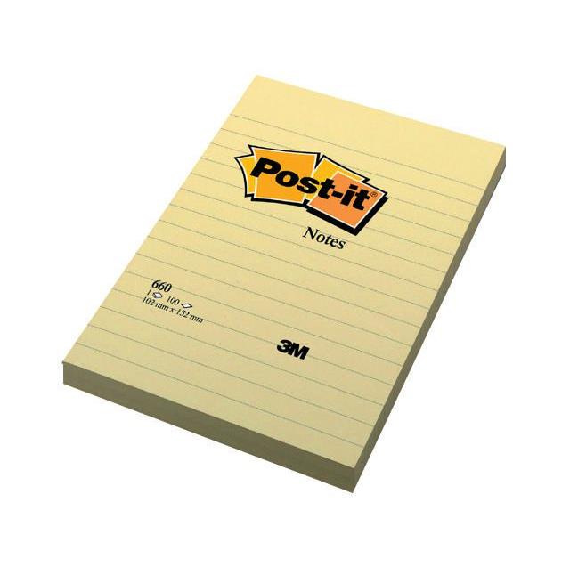 115004 Post-It 660 POST-IT&#174; notatblokk 660 102x152 Gul Linjert | beskjedlapp