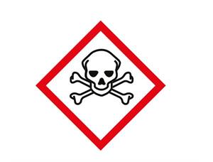 Faresymbol etikett "Akutt giftig" 15 x 15 mm | 100 etiketter pr rull 
