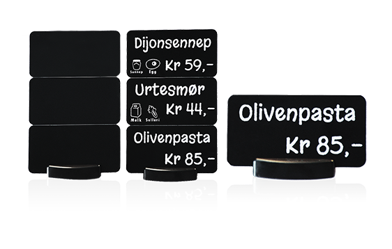 9419809  C14060 Plastkort - 3 tag svart matt, 0,76mm 10 3 delte kort for matvare/allergimerking