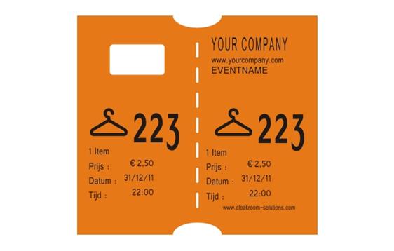 9417151  LMS06 Garderobebilletter til CoatcheckOneFive orange garderobelapper (4.550 stk)