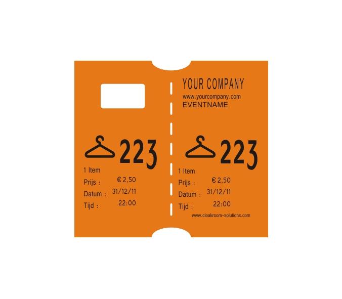 9417151  LMS06 Garderobebilletter til CoatcheckOneFive orange garderobelapper (4.550 stk)