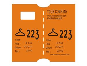 Garderobebilletter til CoatcheckOneFive orange garderobelapper (4.550 stk) 