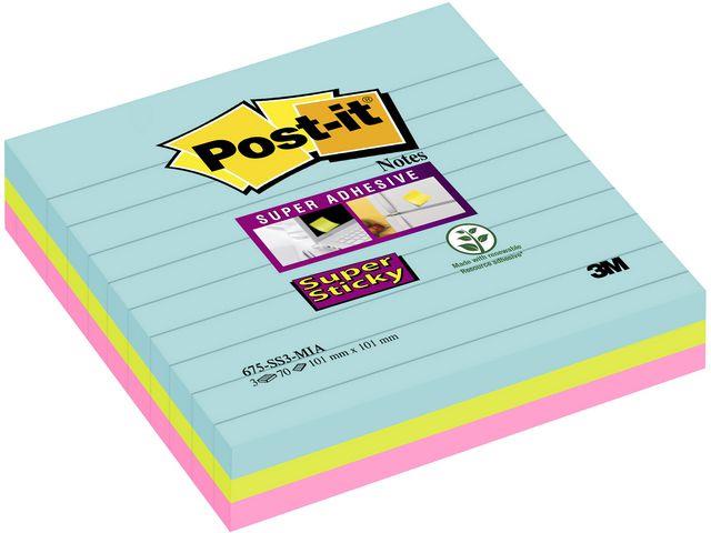 151747 Post-It 70005291656 POST-IT&#174; SuperS 101x101mm linj Miami (3) Fargede notatblokker ass.