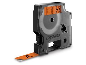 Tape DYMO D1 12mm x 3m sort på orange 