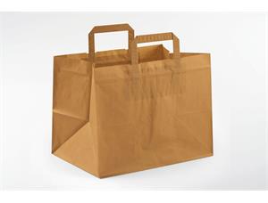 Topcraft ® papirpose med flate håndtak 260 x 175 x 245 mm | 70 gr | brun kraft 