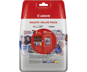 151034 Canon 6443B006 Blekk CANON CLI-551XL CMY+BK + Fotopapir Pakke med blekk og fotopapir