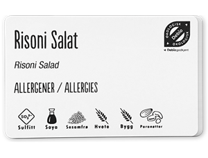 Plastkort - hvite standard, 0,76mm Hvite kort til matvare og allergimerking 