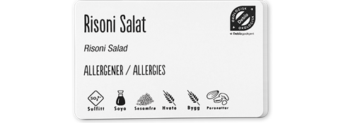 Plastkort - hvite standard, 0,76mm Hvite kort til matvare og allergimerking 