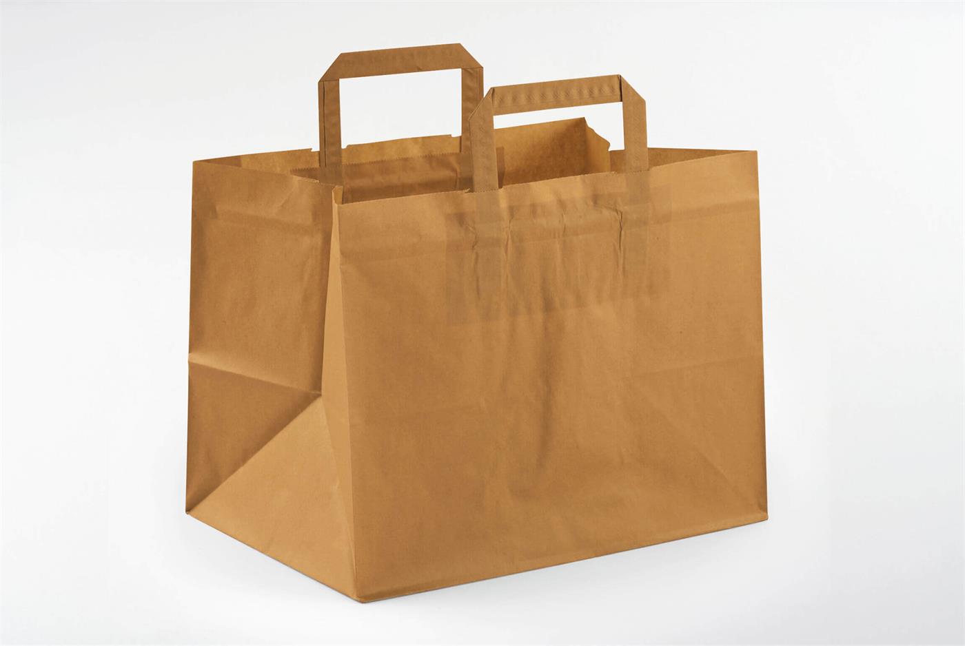 9423232   Topcraft &#174; papirpose med flate h&#229;ndtak 317 x 218 x 245 mm | 70 gr | brun kraft