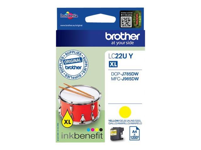 146048 Brother LC22UY Blekk BROTHER LC22UBK Gul/Yellow for DCPJ785DW