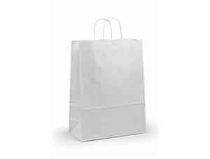 Toptwist® papirpose med tvinnede håndtak 320 x 140 x 420 mm | 100 gr | hvit. 