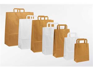 Topcraft ® papirpose med flate håndtak 180 x 80 x 140 mm | 70 gr | hvit kraft 