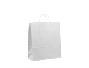 Toptwist® papirpose med tvinnede håndtak 400 x 160 x 450 mm | 100 gr | hvit. 