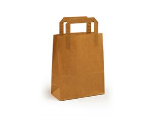 Topcraft ® papirpose med flate håndtak 180 x 80 x 220 mm | 70 gr | brun kraft 