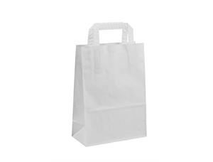 Topcraft ® papirpose med flate håndtak 180 x 80 x 220 mm | 70 gr | hvit kraft 