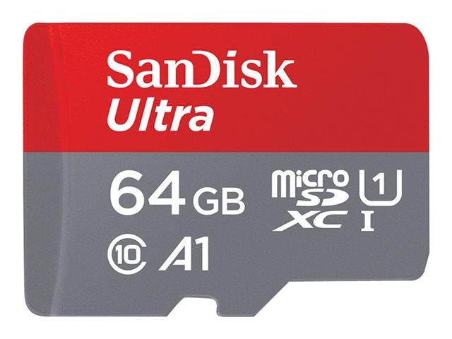 2872996  SDSQUAR-064G-GN6MA SANDISK Ultra Android microSDXC 64GB SD Adapter + Memory Zone App 100MB/s A1