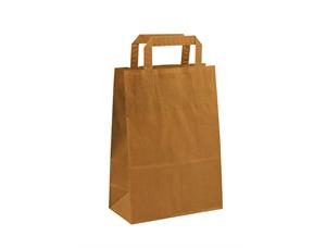 Topcraft ® papirpose med flate håndtak 200 x 100 x 280 mm | 70 gr | brun kraft 