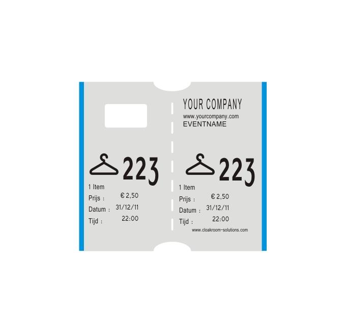 9417163  LMS07 Garderobebilletter til CoatcheckOneFive hvite-bl&#229; garderobelapper (4.550 stk)