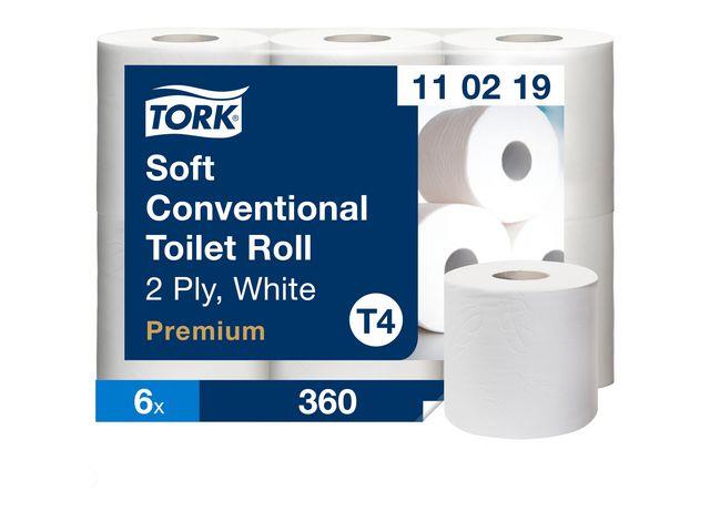 134751 Tork 110219 Toalettpapir TORK 2L T4 50m (6) Toalettpapir 2-lags, hvitt og mykt papir