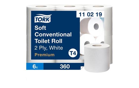 134751 Tork 110219 Toalettpapir TORK 2L T4 50m (6) Toalettpapir 2-lags, hvitt og mykt papir
