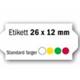 9432027 443115 Etikett 26 x 12 mm. gul fluor n&#248;ytral prisetikett gul flour med permanent lim