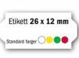 9432027  443115 Etikett 26 x 12 mm. gul fluor n&#248;ytral prisetikett gul flour med permanent lim