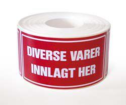 9425592  403356 Etikett &quot;Diverse varer innlagt&quot; (500) 110 x 55 mm | Varseletikett