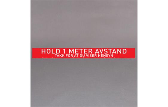 9431178  HAT4 Gulvmarkering &quot;Hold 1 meter Avstand&quot; 10cm x 100cm | COVID | R&#248;d/hvit