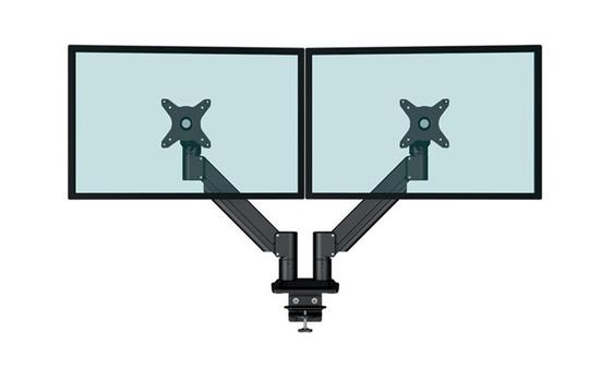 182109 Kenson 10046BL Skjermarm KENSON Twin Gasslift LCD Sort Flatskjermarm for 2 skjermer