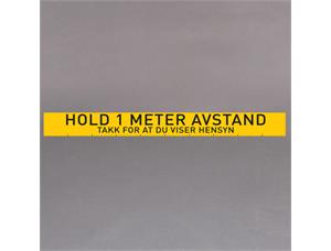 Gulvmarkering "Hold 1 meter Avstand" 10cm x 100cm | COVID | Gul/sort 