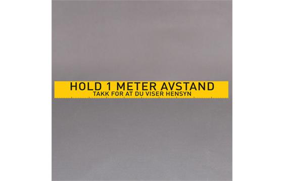 9431179  HAT5 Gulvmarkering &quot;Hold 1 meter Avstand&quot; 10cm x 100cm | COVID | Gul/sort