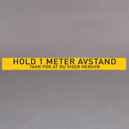 9431179  HAT5 Gulvmarkering &quot;Hold 1 meter Avstand&quot; 10cm x 100cm | COVID | Gul/sort