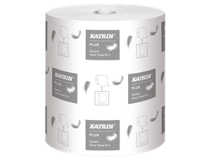 Håndtørk Katrin Plus System Towel M2 2-lag hvit 140 meter 