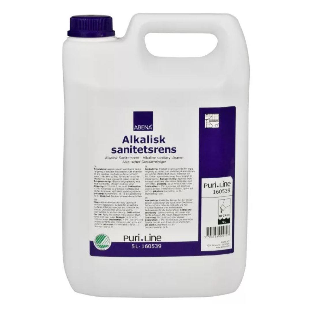 9427629 Abena 160539 Sanitetsrens ABENA Alkalisk (5l) Alkalisk vaskemiddel for sanit&#230;rrom