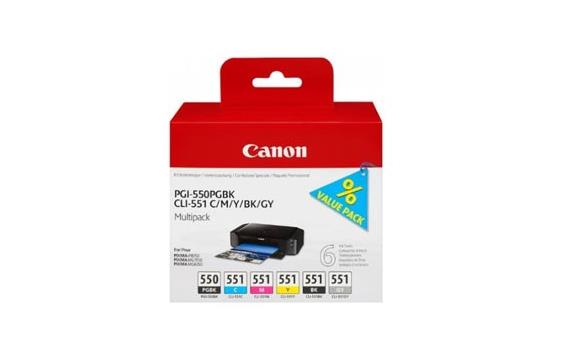 9426447 Canon 6496B005 Blekk CANON PGI-550XL Multipack C/M/Y/BK/BKG til bla Canon Pixma iP7250