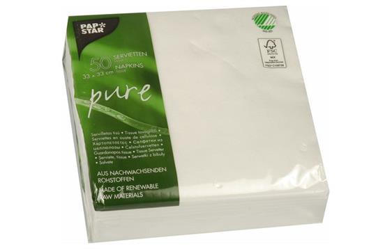 171034  86913 Servietter PURE 33x33cm hvit (50) Servietter