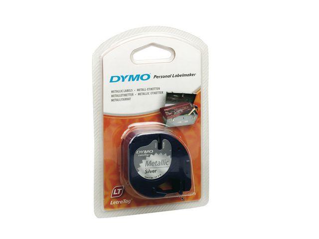212931 Dymo S0721730 Tape DYMO LetraTag 12mm metal sort/s&#248;lv 
