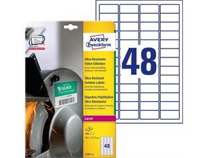 Avery laseretiketter 45,7x21,2 mm (480) Ekstremt motstandsdyktige | Elastiske 