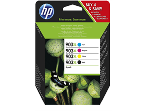 Blekk HP No903XL High Yield C/M/Y/K HP Value pack med alle 4 patroner i XL 