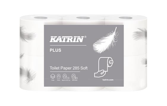 180737 Katrin 38411 Toalettpapir KATRIN Plus 285 (6) Ekstra mykt og hvitt papir |  pk &#224; 6 rl