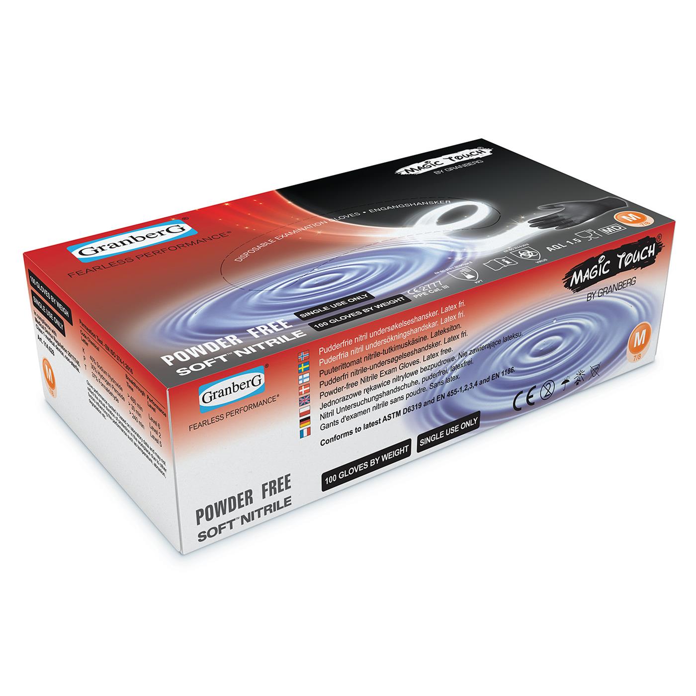 9431004 Granberg 114.628 Engangshansker Magic Touch Nitril sort Large | Soft Nitrile | pudderfri | (100)