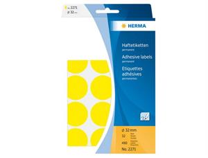 Etikett HERMA manuell ø32mm gul (480) 