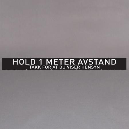 9431177  HAT3 Gulvmarkering &quot;Hold 1 meter Avstand&quot; 10cm x 100cm | COVID | Sort/hvit