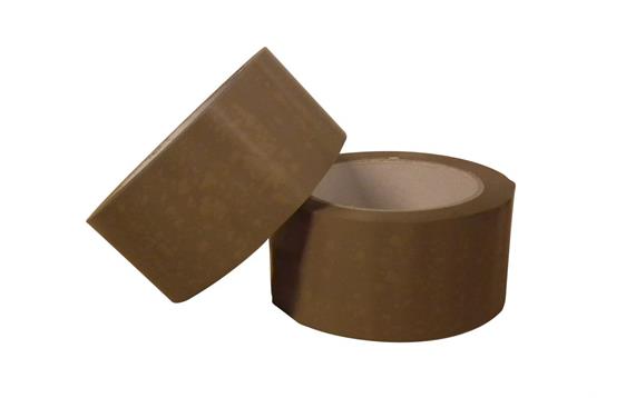 9425020   Pakketape PVC 50mm x 66m Brun 33my Emballasjetape